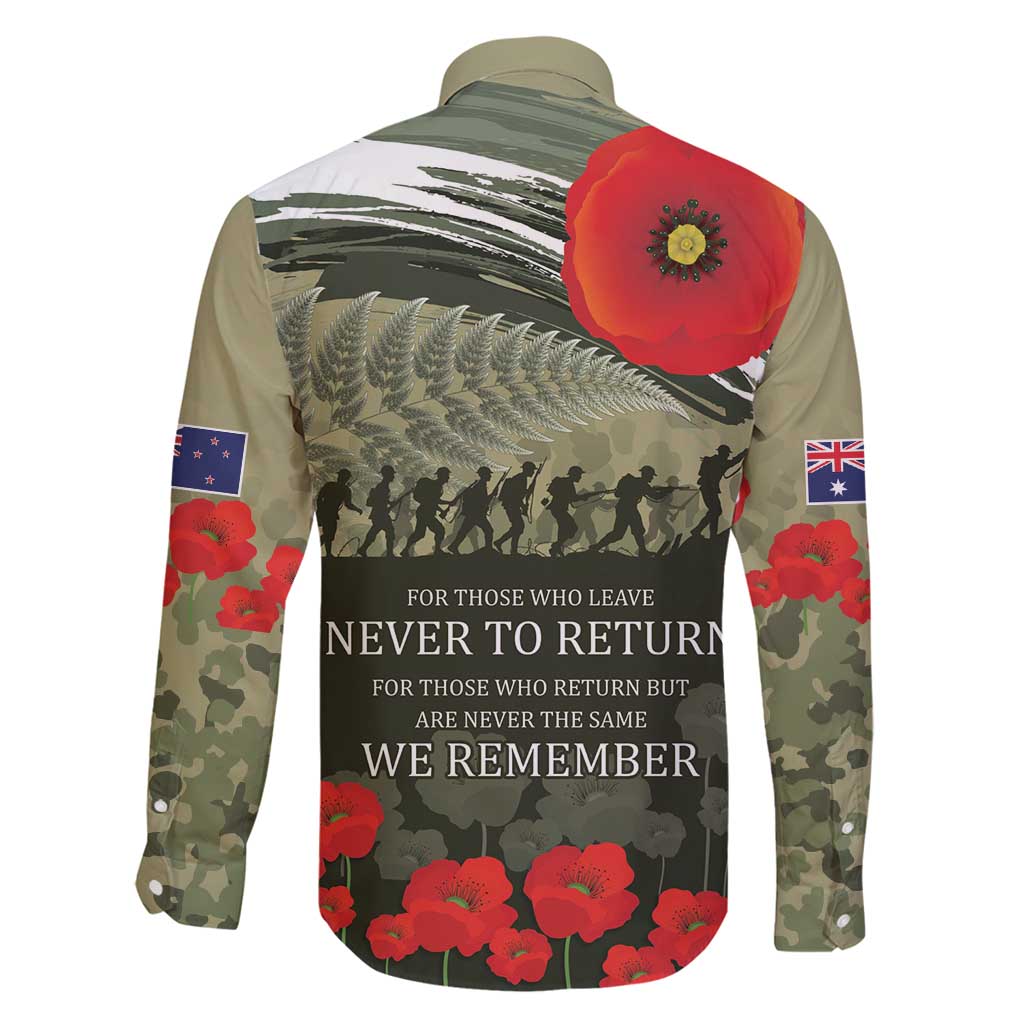 ANZAC Day We Remember Family Matching Tank Maxi Dress and Hawaiian Shirt Maori Silver Fern Camouflage Motif LT9 - Polynesian Pride