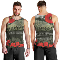 ANZAC Day We Remember Men Tank Top Maori Silver Fern Camouflage Motif