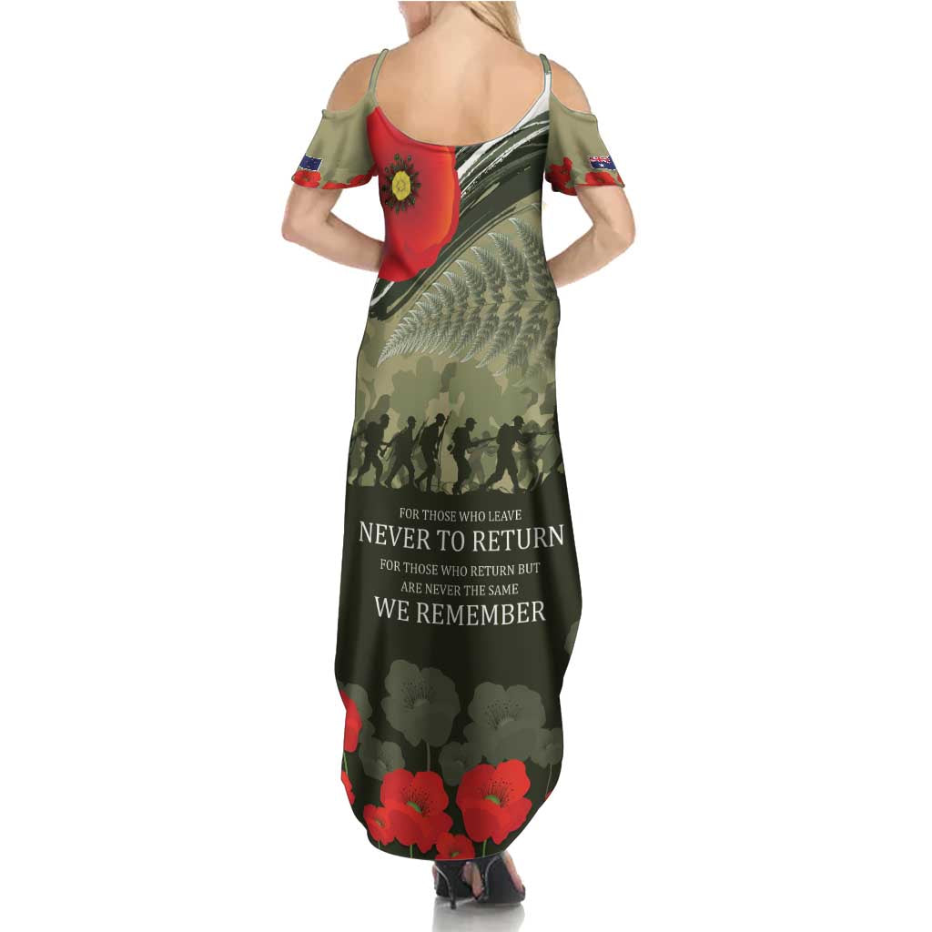 ANZAC Day We Remember Summer Maxi Dress Maori Silver Fern Camouflage Motif