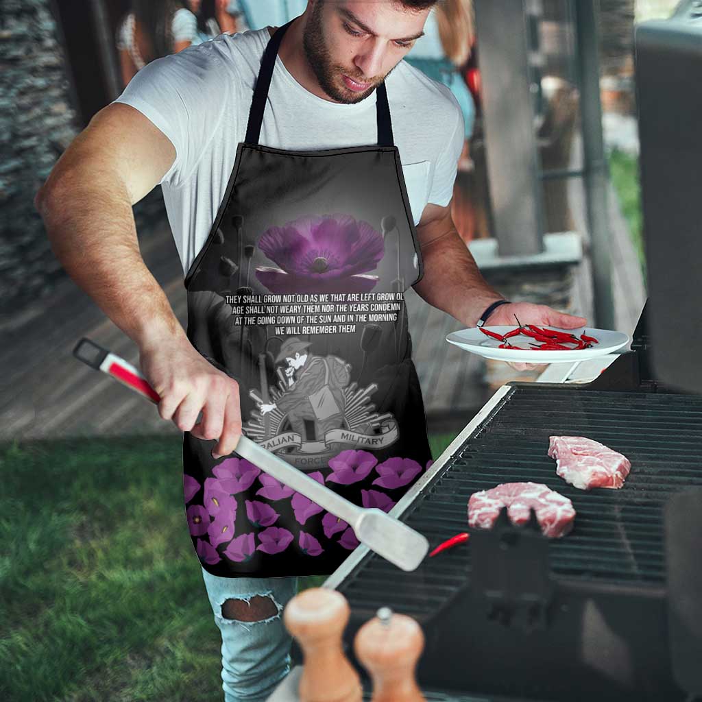 ANZAC Day Remembrance Apron Purple Poppy We Will Remember Them
