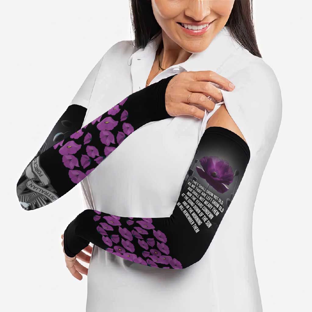 ANZAC Day Remembrance Arm Sleeves Purple Poppy We Will Remember Them
