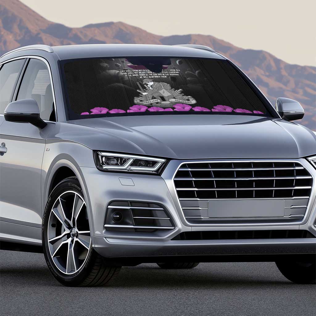ANZAC Day Remembrance Auto Sun Shade Purple Poppy We Will Remember Them