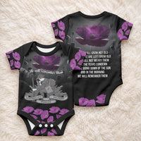 ANZAC Day Remembrance Baby Onesie Purple Poppy We Will Remember Them LT9 - Polynesian Pride