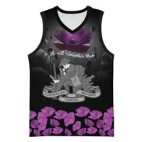 ANZAC Day Remembrance Basketball Jersey Purple Poppy We Will Remember Them