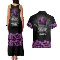 ANZAC Day Remembrance Couples Matching Tank Maxi Dress and Hawaiian Shirt Purple Poppy We Will Remember Them