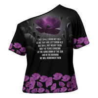 ANZAC Day Remembrance Cross Shoulder Shirt Purple Poppy We Will Remember Them