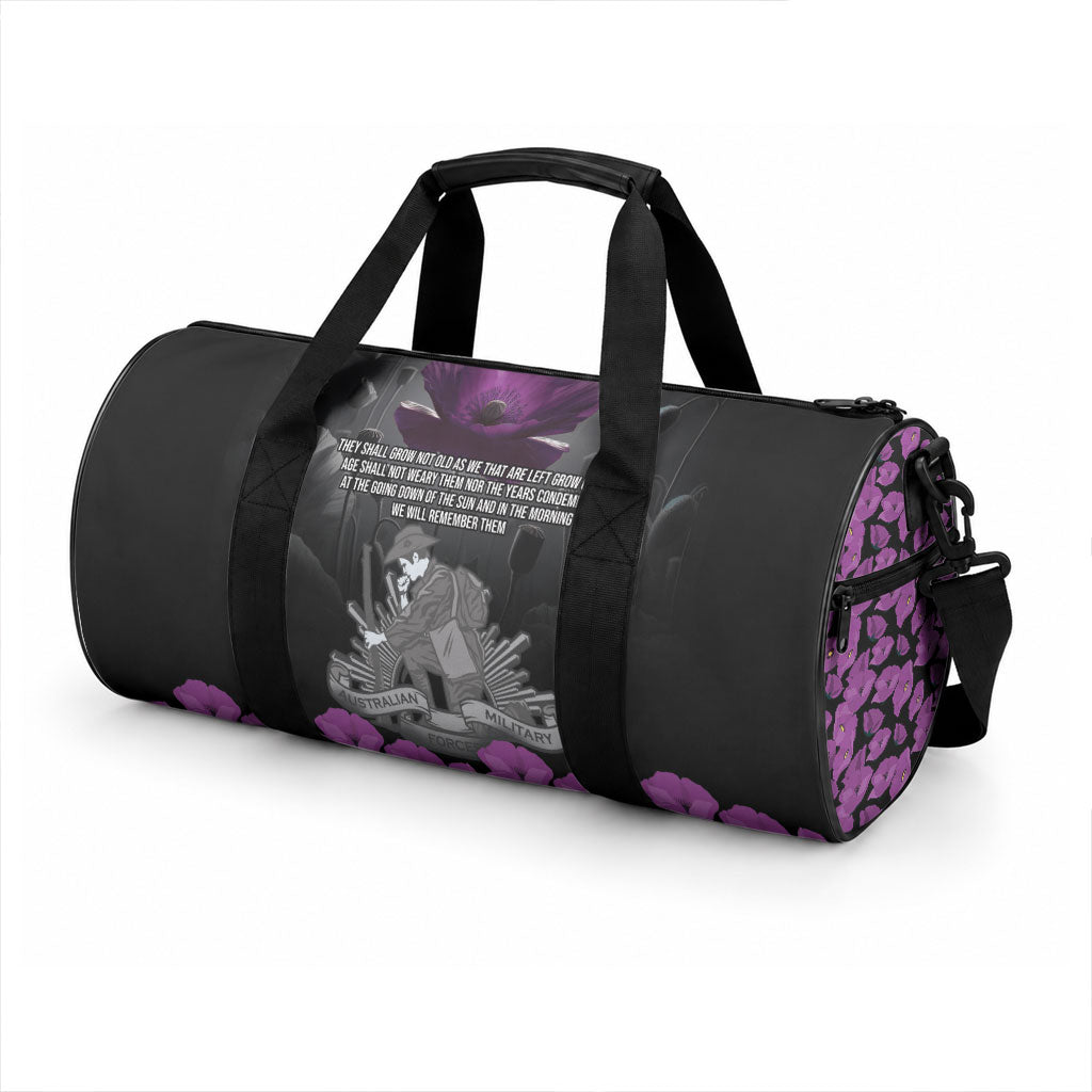 ANZAC Day Remembrance Duffle Bag Purple Poppy We Will Remember Them LT9 - Polynesian Pride