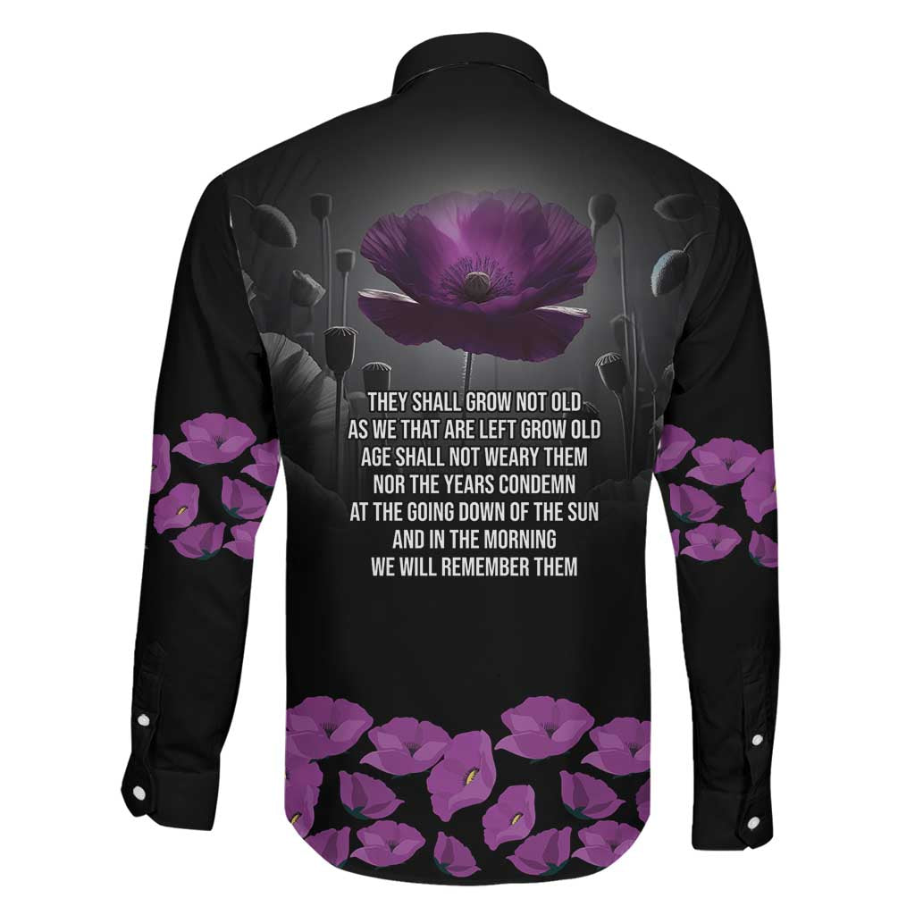 ANZAC Day Remembrance Family Matching Mermaid Dress and Hawaiian Shirt Purple Poppy We Will Remember Them LT9 - Polynesian Pride