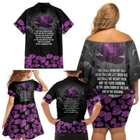 ANZAC Day Remembrance Family Matching Off Shoulder Short Dress and Hawaiian Shirt Purple Poppy We Will Remember Them