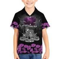 ANZAC Day Remembrance Family Matching Summer Maxi Dress and Hawaiian Shirt Purple Poppy We Will Remember Them