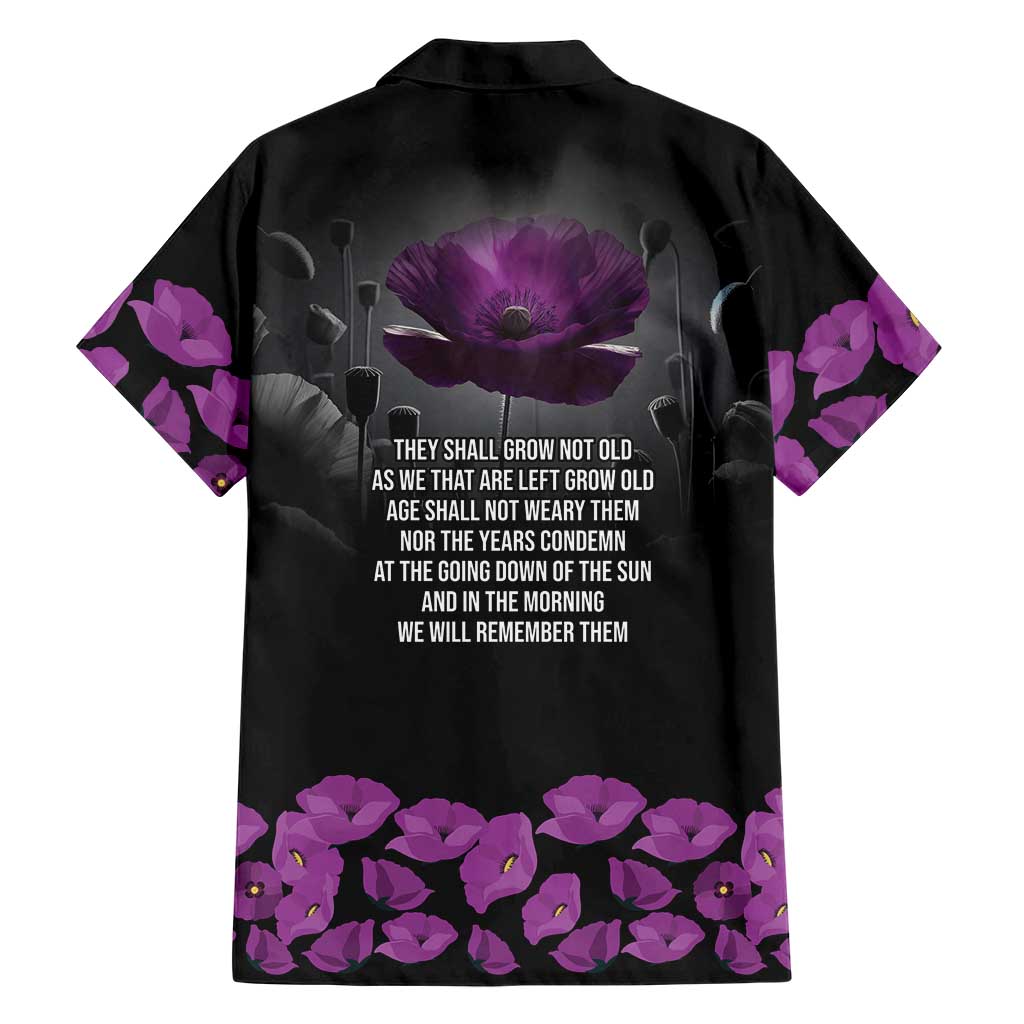 ANZAC Day Remembrance Family Matching Tank Maxi Dress and Hawaiian Shirt Purple Poppy We Will Remember Them LT9 - Polynesian Pride