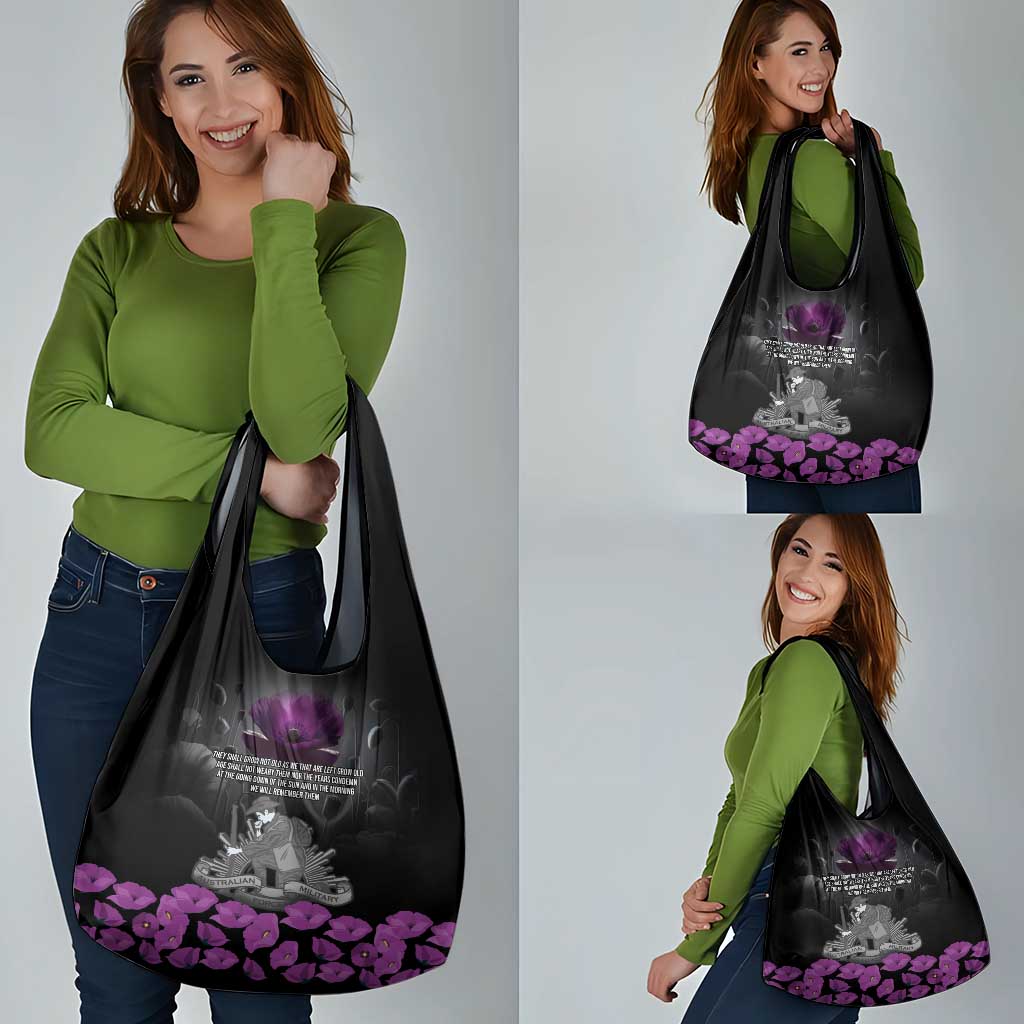 ANZAC Day Remembrance Grocery Bag Purple Poppy We Will Remember Them