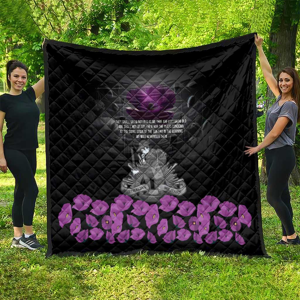 ANZAC Day Remembrance Quilt Purple Poppy We Will Remember Them