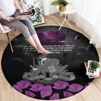 ANZAC Day Remembrance Round Carpet Purple Poppy We Will Remember Them