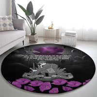 ANZAC Day Remembrance Round Carpet Purple Poppy We Will Remember Them
