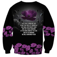 ANZAC Day Remembrance Sweatshirt Purple Poppy We Will Remember Them