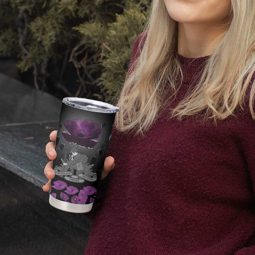 ANZAC Day Remembrance Tumbler Cup Purple Poppy We Will Remember Them
