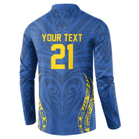Custom Oceania Football Solomon Kings Button Sweatshirt Polynesian Tribal Pattern
