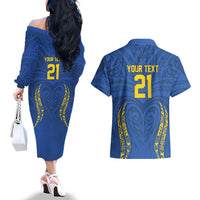 Custom Oceania Football Solomon Kings Couples Matching Off The Shoulder Long Sleeve Dress and Hawaiian Shirt Polynesian Tribal Pattern LT9 - Polynesian Pride