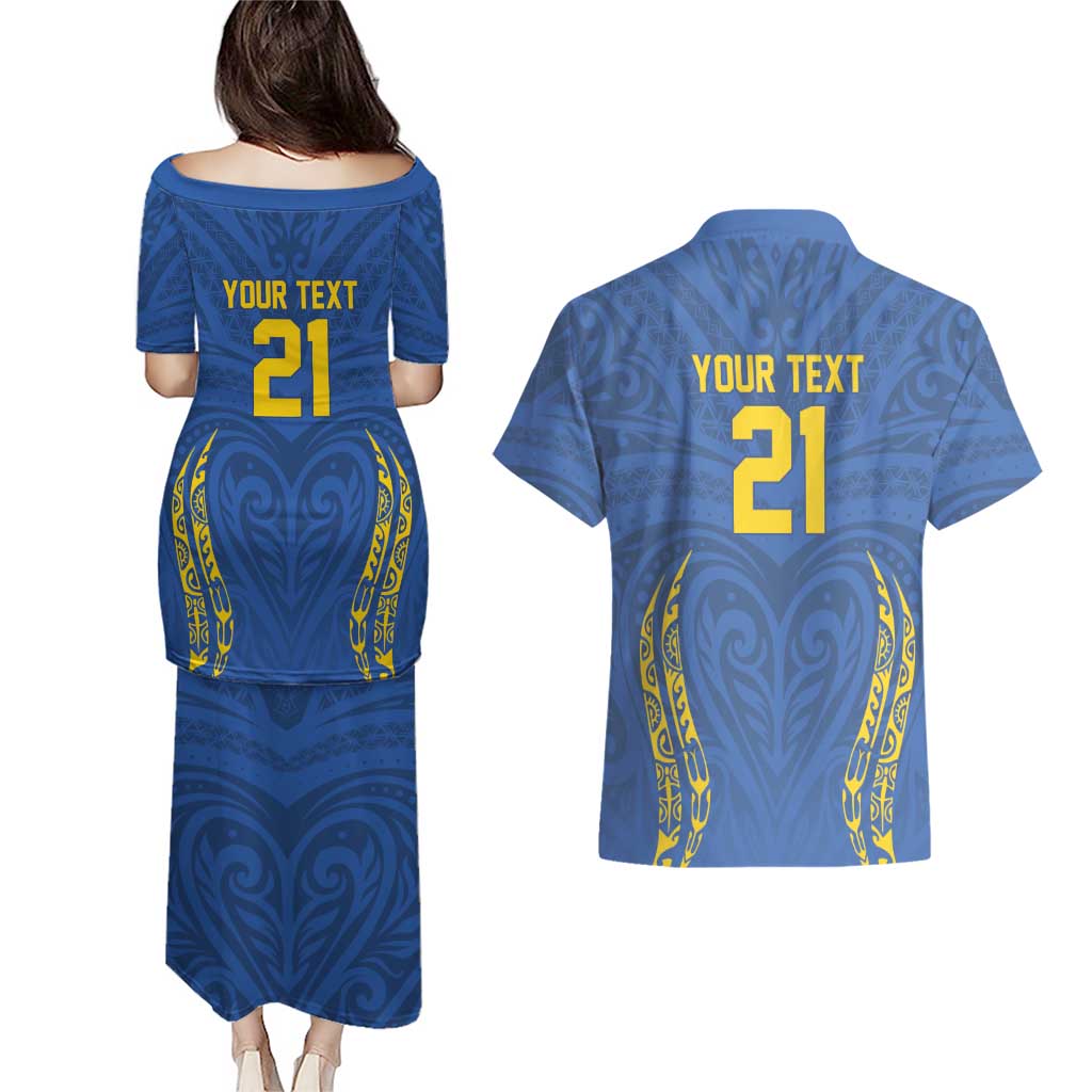 Custom Oceania Football Solomon Kings Couples Matching Puletasi and Hawaiian Shirt Polynesian Tribal Pattern