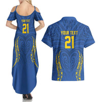 Custom Oceania Football Solomon Kings Couples Matching Summer Maxi Dress and Hawaiian Shirt Polynesian Tribal Pattern
