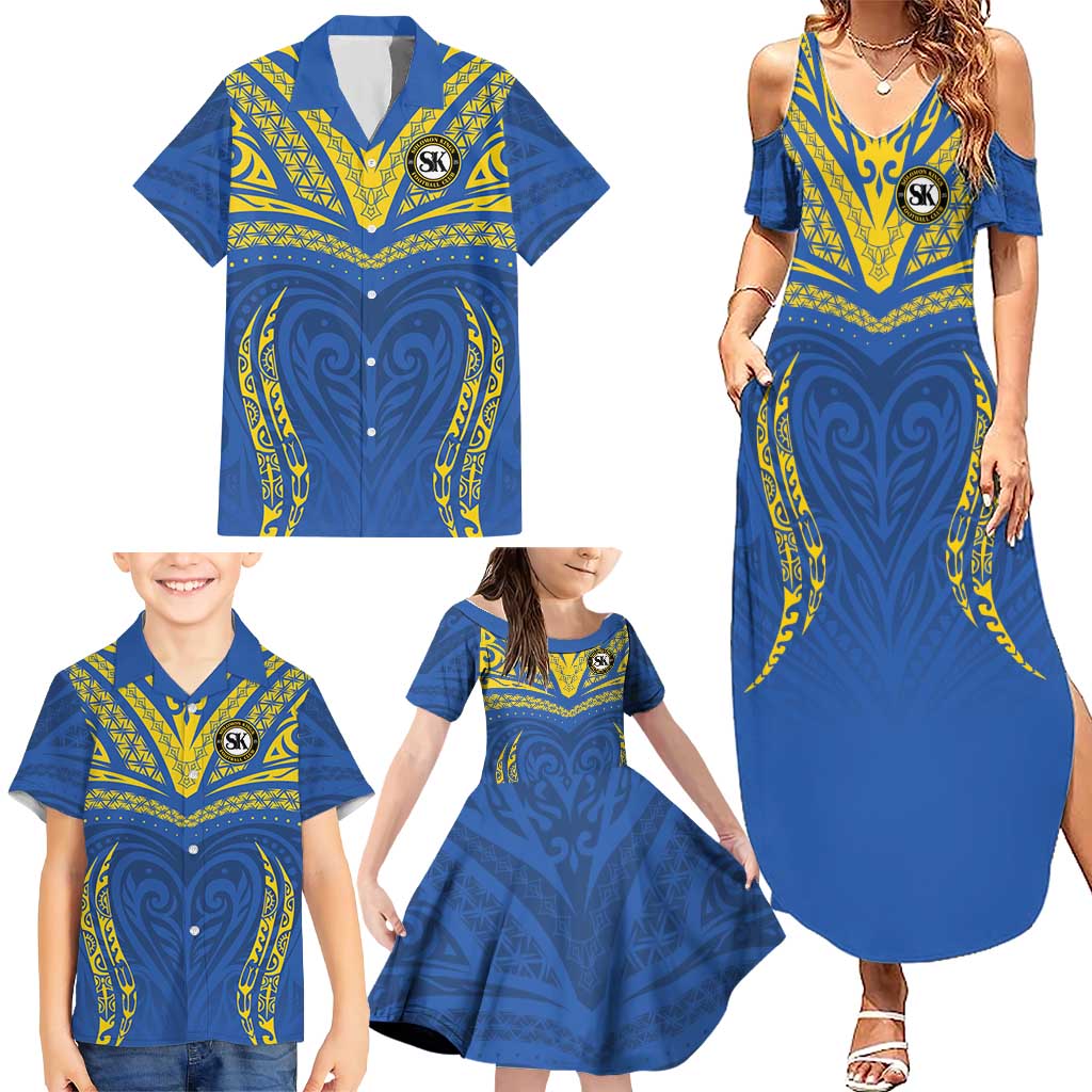 Custom Oceania Football Solomon Kings Family Matching Summer Maxi Dress and Hawaiian Shirt Polynesian Tribal Pattern LT9 - Polynesian Pride