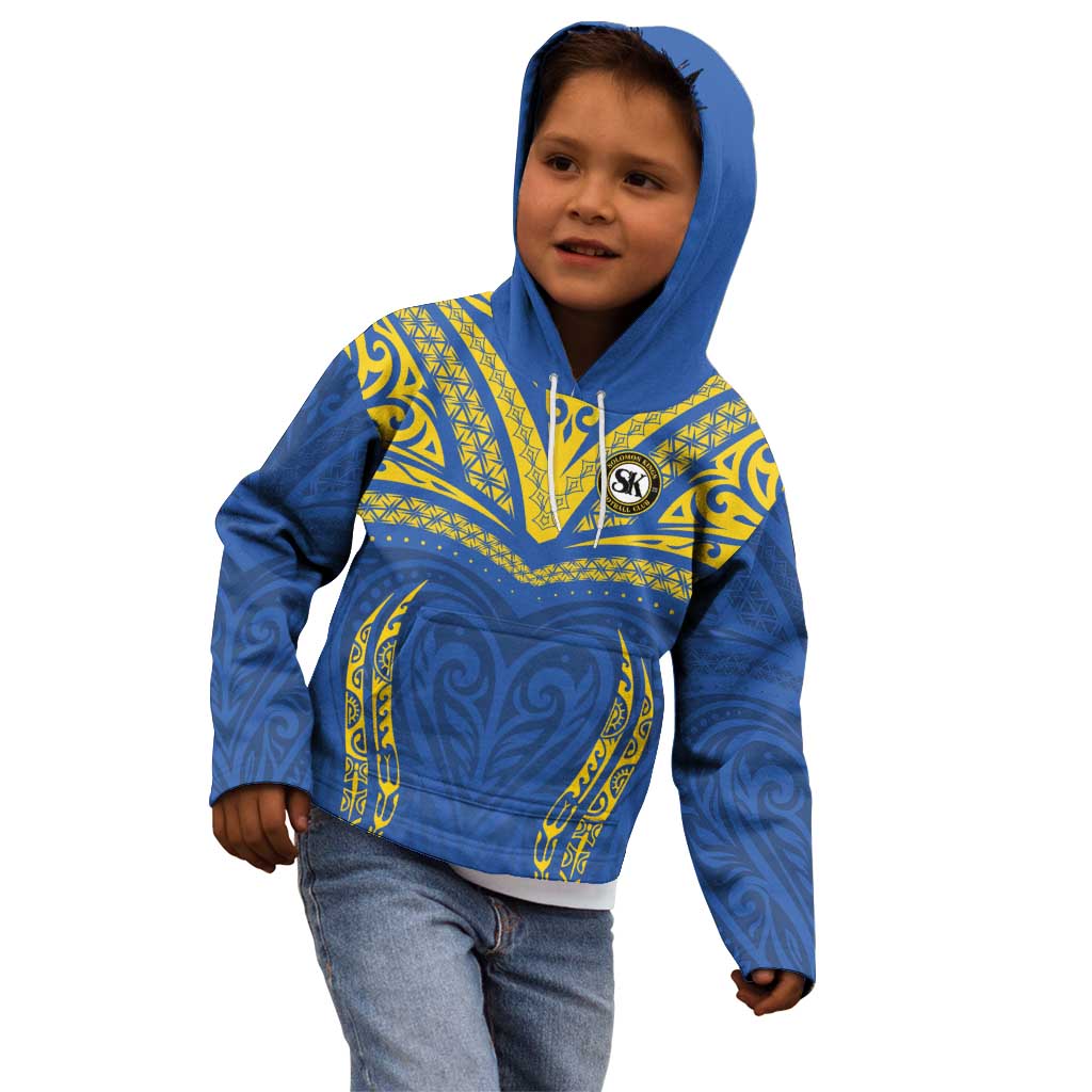 Custom Oceania Football Solomon Kings Kid Hoodie Polynesian Tribal Pattern