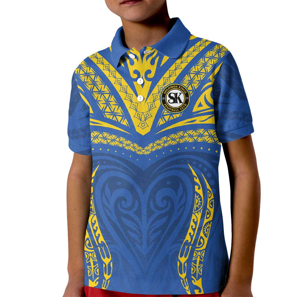 Custom Oceania Football Solomon Kings Kid Polo Shirt Polynesian Tribal Pattern