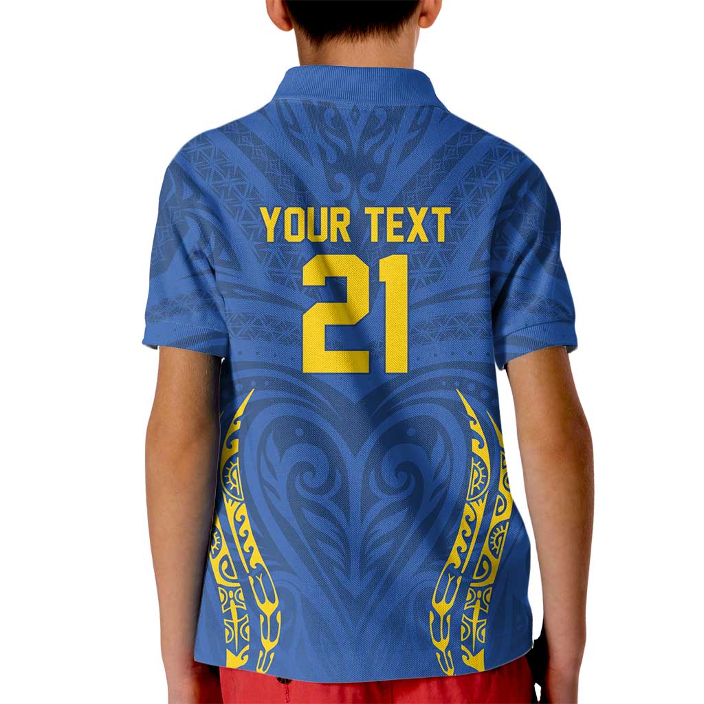 Custom Oceania Football Solomon Kings Kid Polo Shirt Polynesian Tribal Pattern