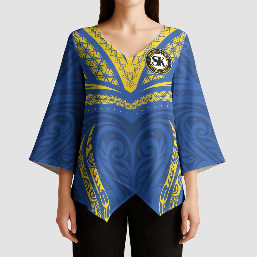 Custom Oceania Football Solomon Kings Kimono Sleeve Blouse Polynesian Tribal Pattern