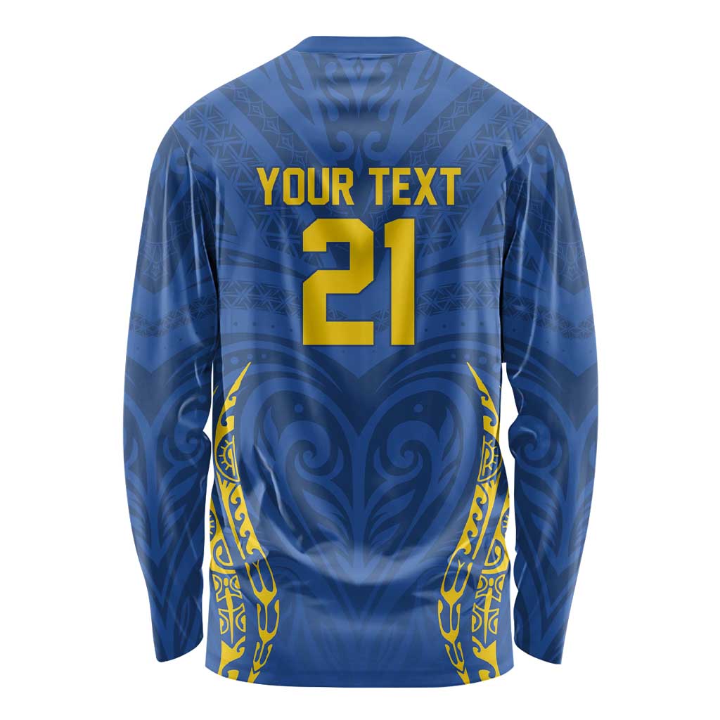 Custom Oceania Football Solomon Kings Long Sleeve Shirt Polynesian Tribal Pattern
