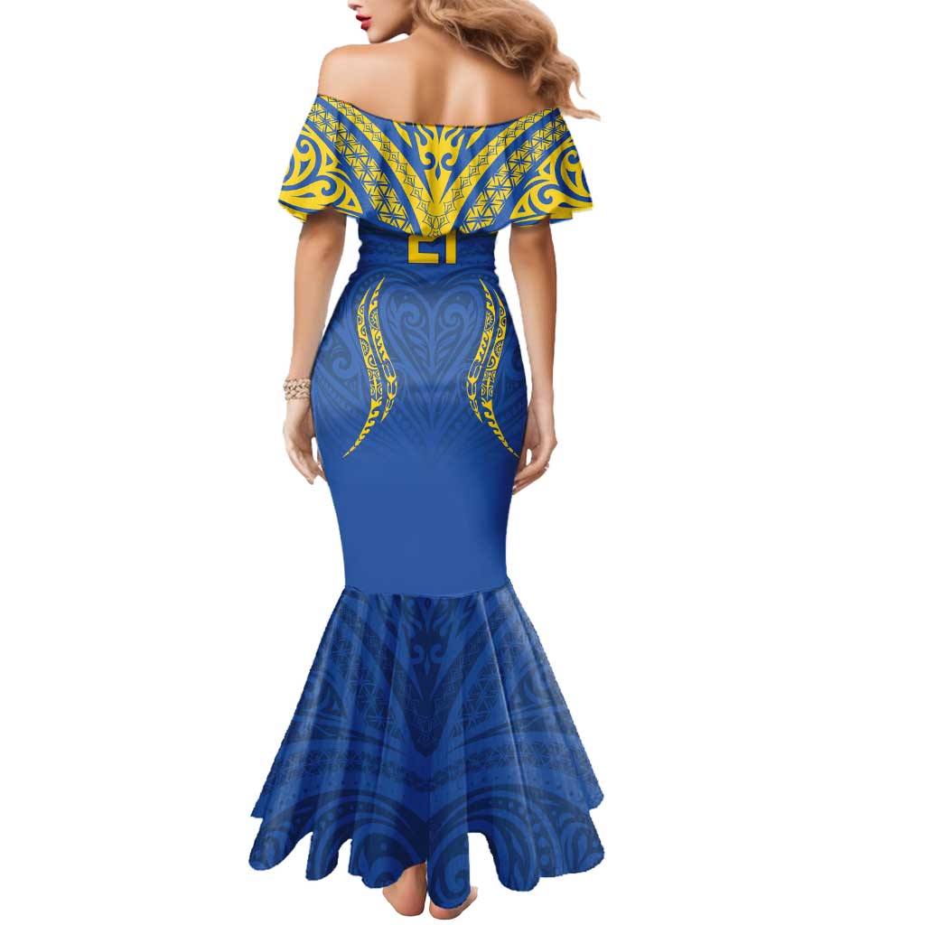 Custom Oceania Football Solomon Kings Mermaid Dress Polynesian Tribal Pattern