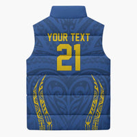 Custom Oceania Football Solomon Kings Sleeveless Puffer Jacket Polynesian Tribal Pattern