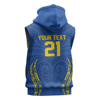 Custom Oceania Football Solomon Kings Sleeveless Zip Hoodie Polynesian Tribal Pattern