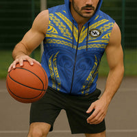 Custom Oceania Football Solomon Kings Sleeveless Zip Hoodie Polynesian Tribal Pattern
