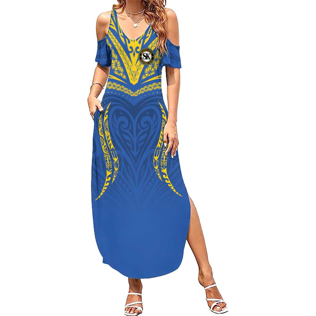 Custom Oceania Football Solomon Kings Summer Maxi Dress Polynesian Tribal Pattern