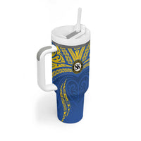 Custom Oceania Football Solomon Kings Tumbler With Handle Polynesian Tribal Pattern