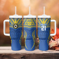 Custom Oceania Football Solomon Kings Tumbler With Handle Polynesian Tribal Pattern