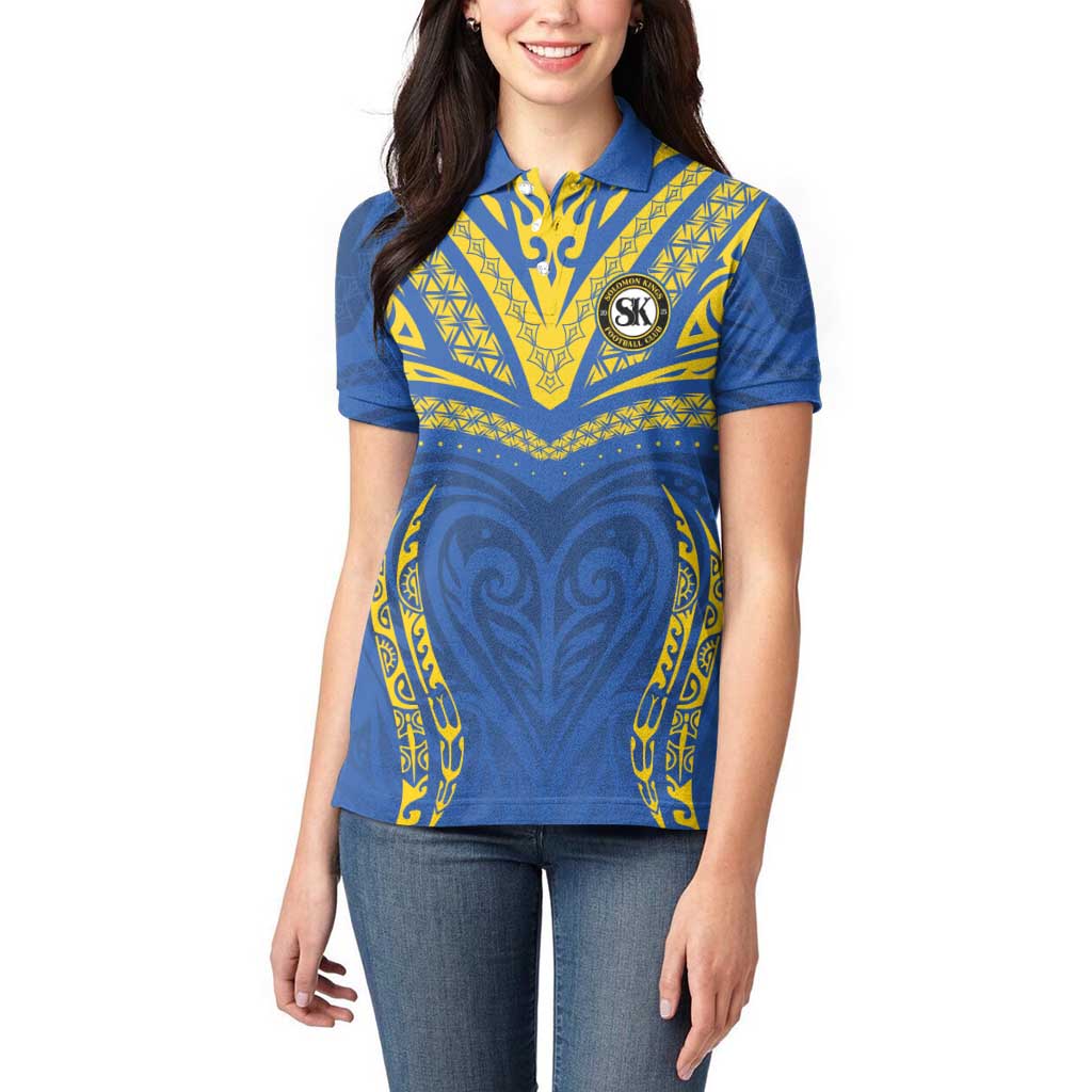 Custom Oceania Football Solomon Kings Women Polo Shirt Polynesian Tribal Pattern