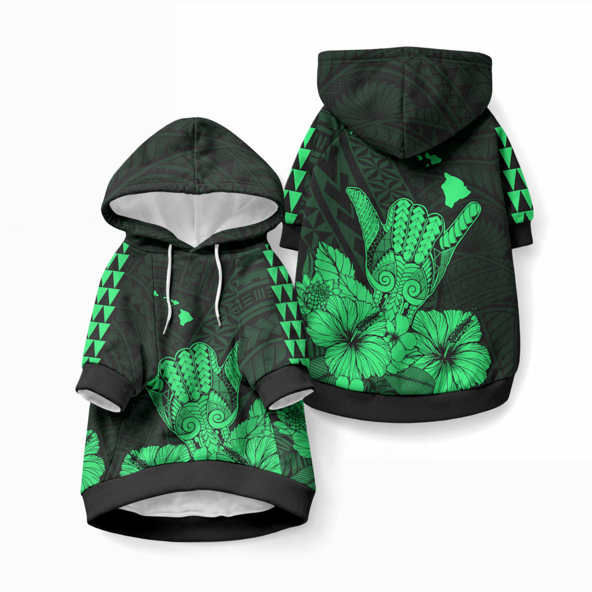 Hawaii Shaka Sign Pet Hoodie Green Version LT9 Pullover Green - Polynesian Pride