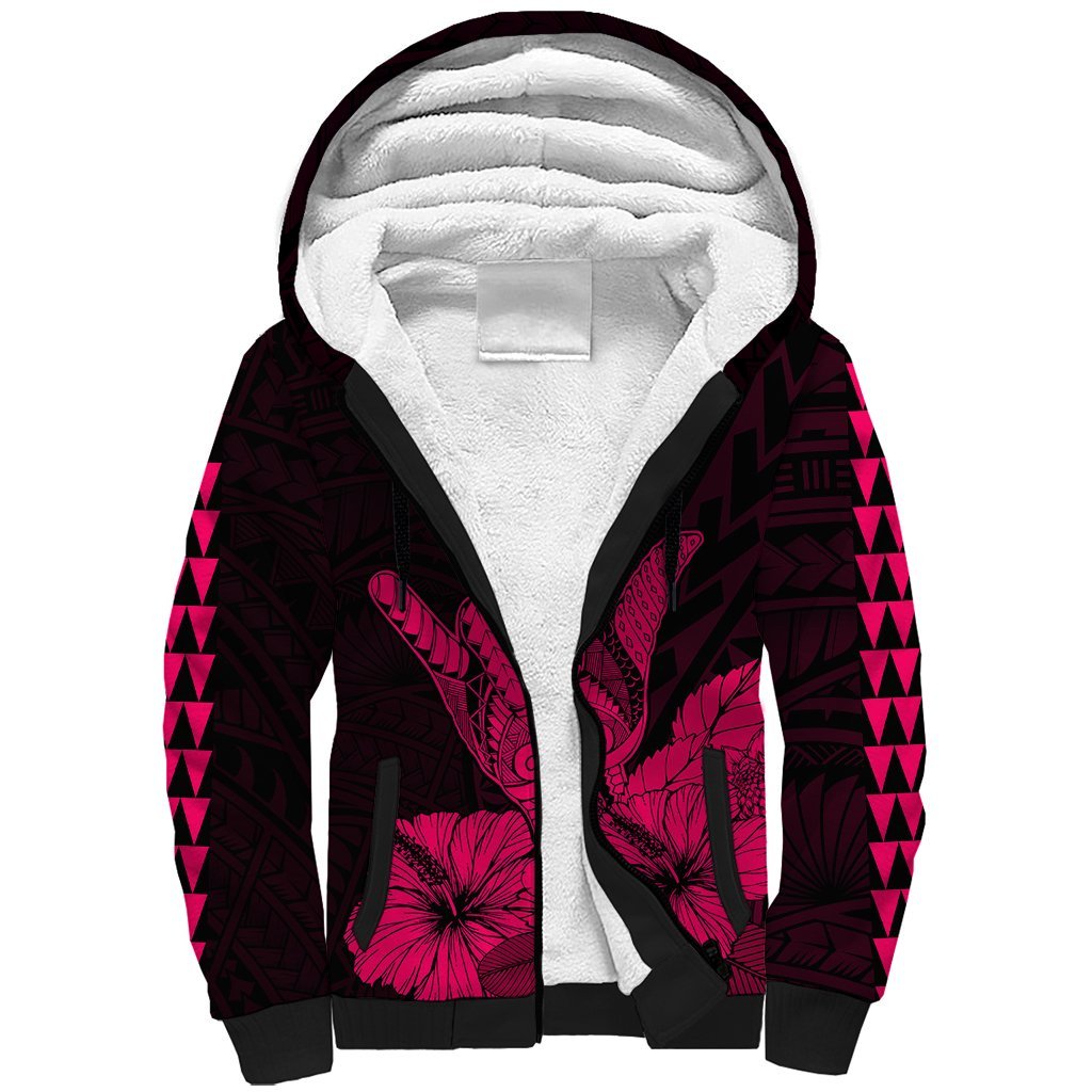 Hawaii Shaka Sign Sherpa Hoodie Pink Version LT9 Unisex Pink - Polynesian Pride