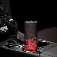 Red Hawaiian Hibiscus Shaka Sign Skinny Tumbler