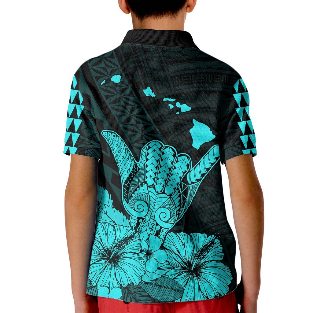 Hawaii Shaka Sign Kid Polo Shirt Turquoise Version LT9 - Polynesian Pride