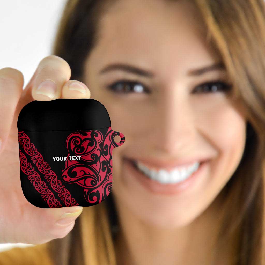 All Black Maori Tribal Tattoo Personalised AirPods Case Classic Red Polynesian Style LT9 Red - Polynesian Pride