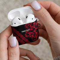 All Black Maori Tribal Tattoo Personalised AirPods Case Classic Red Polynesian Style LT9 - Polynesian Pride