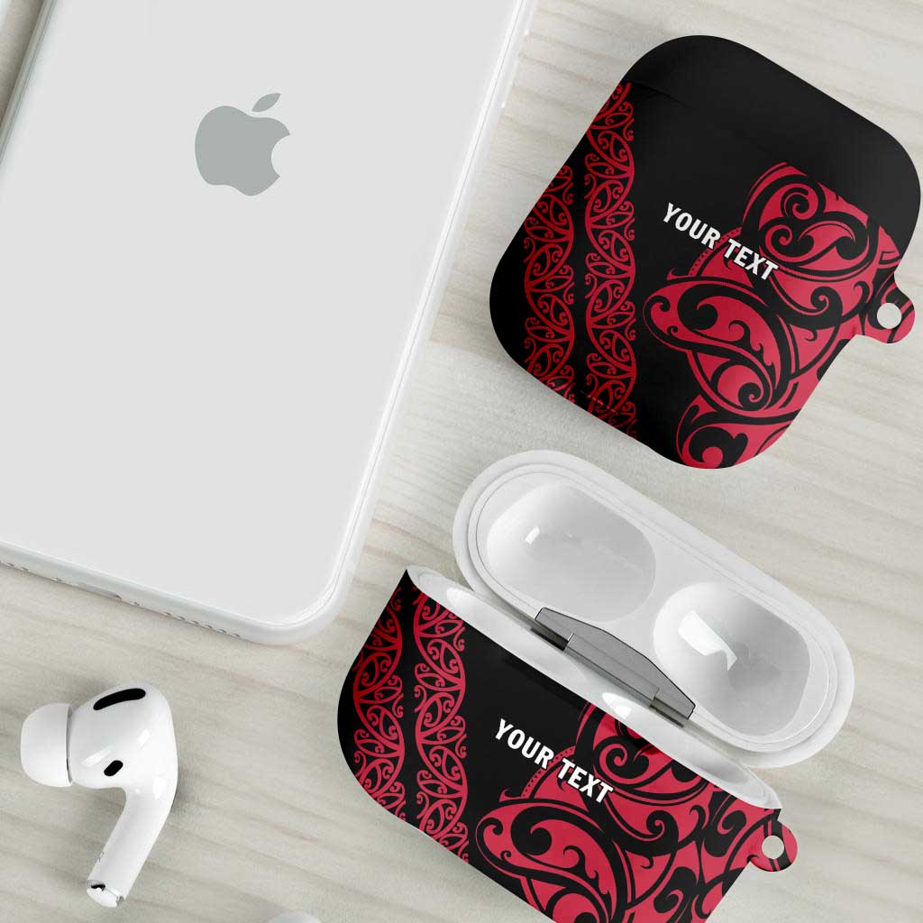 All Black Maori Tribal Tattoo Personalised AirPods Case Classic Red Polynesian Style LT9 - Polynesian Pride