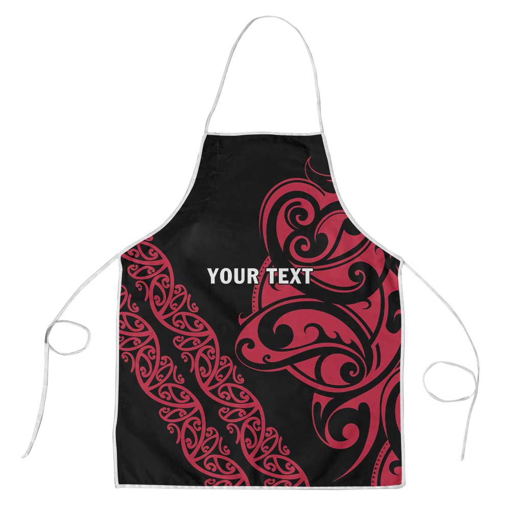 All Black Maori Tribal Tattoo Personalised Apron Classic Red Polynesian Style - Polynesian Pride