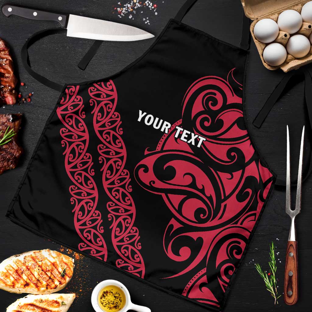 All Black Maori Tribal Tattoo Personalised Apron Classic Red Polynesian Style - Polynesian Pride
