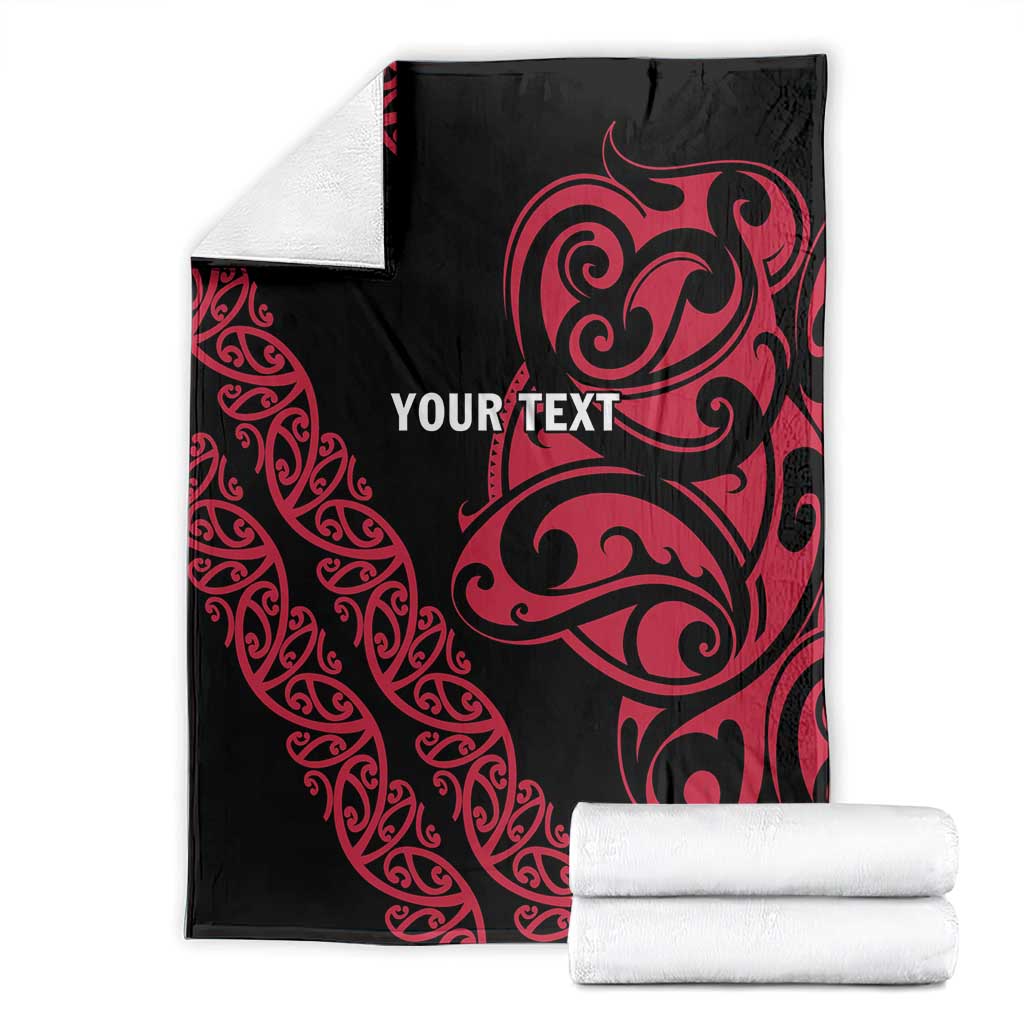 All Black Maori Tribal Tattoo Personalised Blanket Classic Red Polynesian Style - Polynesian Pride