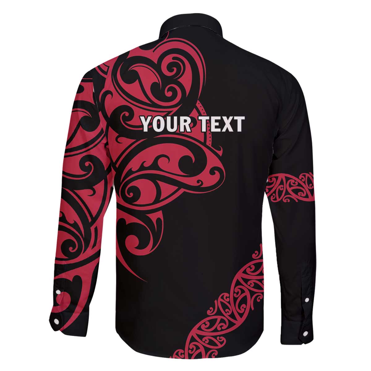 All Black Maori Tribal Tattoo Personalised Family Matching Off The Shoulder Long Sleeve Dress and Hawaiian Shirt Classic Red Polynesian Style - Polynesian Pride